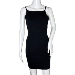 Zara Dress Womens Small‎ Solid Black Mini Bodycon Layering Neutral Minimalist